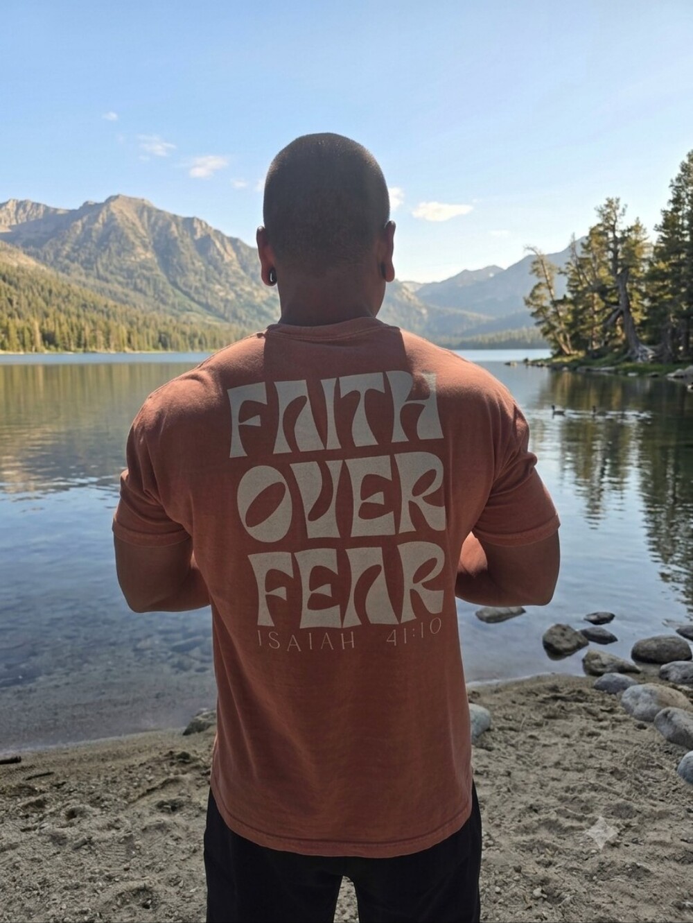 Faith Over Fear Isaiah 41:10 Graphic Tee - Rust